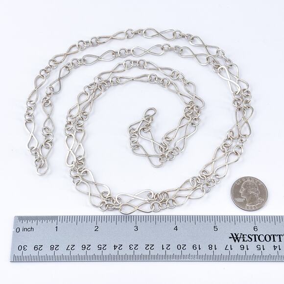 Vintage Sterling Silver 925 Infinity Link Chain Necklace 55” - Picture 3 of 5